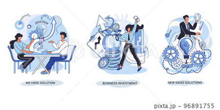 We have solution, business investment, new ideas solution scenes set. Teamwork and brainstorming 96891755