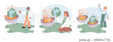 Global warming. High temperature and hot weather Earth. Climate change concept 96891756