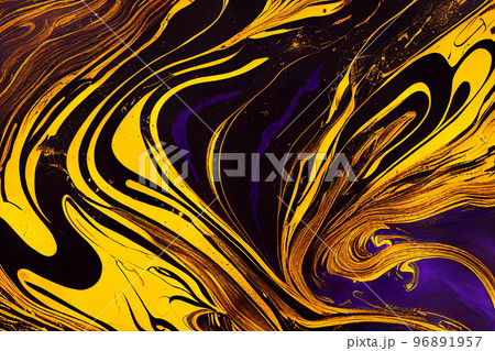 Black violet and gold marble abstract background. Decorative acrylic paint pouring rock marble texture. Horizontal Black violet and gold wavy abstract pattern. Black violet and gold marble abstract background. Decorative acrylic paint pouring rock marble texture. Horizontal Black violet and gold wavy abstract pattern. 96891957