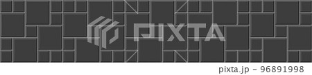 Black hopscotch tile horizontal background. Causeway texture. Brick wall seamless pattern. Kitchen backsplash mosaic surface. Bathroom, shower or toilet floor decoration Black hopscotch tile horizontal background. Causeway texture. Brick wall seamless pattern. Kitchen backsplash mosaic surface. Bathroom, shower or toilet floor decoration 96891998
