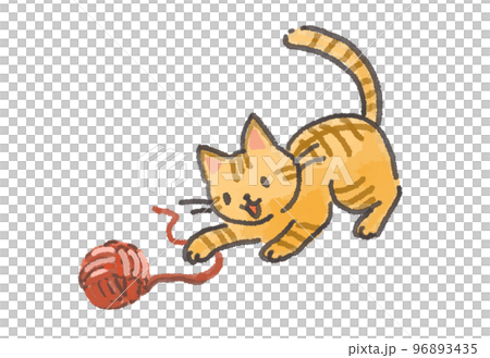 Cat playing with yarn 96893435