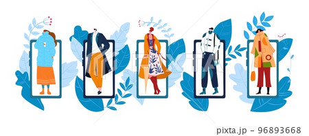 Fashion banners or labels with sale, discount or price advertising of mans and womans fashionable clothing, vector illustration. Fashion banners or labels with sale, discount or price advertising of mans and womans fashionable clothing, vector illustration. 96893668