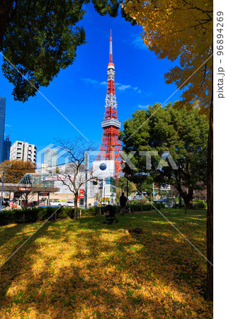 東京　港区立芝公園から見た東京都内の紅葉 96894269