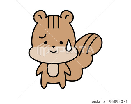困った顔のリスのキャラクター 96895071