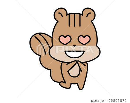 ハートの目になるリスのキャラクター 96895072