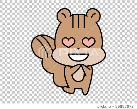 ハートの目になるリスのキャラクター 96895072