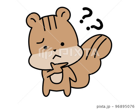 ハテナをとばして悩むリスのキャラクター 96895076