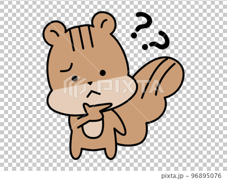 ハテナをとばして悩むリスのキャラクター 96895076