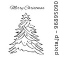 Christmas greeting drawing with Christmas tree 96895090