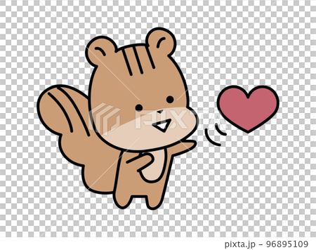 ハートを飛ばすリスのキャラクター 96895109