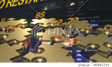 gold jigsaw on business background  3d rendering 96895234
