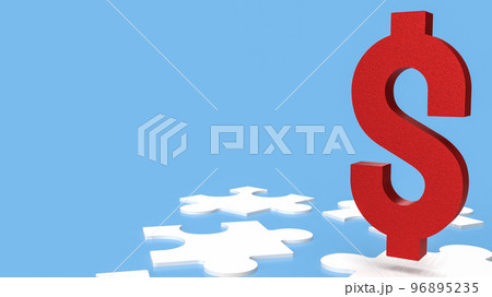 The red dollar symbol on white  jigsaw for business background  3d rendering 96895235