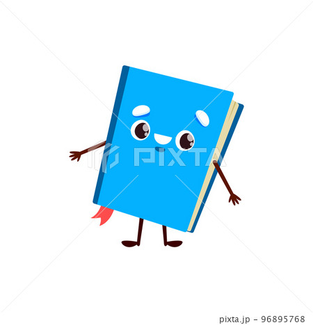 Cartoon funny textbook in blue cover, friendly book, notebook, encyclopedia or bestseller character. Isolated vector kids educational personage, library mascot, happy cute book with positive emotions Cartoon funny textbook in blue cover, friendly book, notebook, encyclopedia or bestseller character. Isolated vector kids educational personage, library mascot, happy cute book with positive emotions 96895768