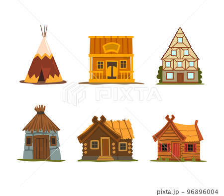 Different House or Dwelling from Around the World Vector Set 96896004