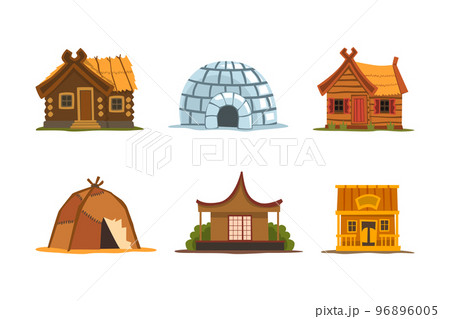 Different House or Dwelling from Around the World Vector Set 96896005