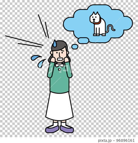 脱走した愛猫と慌てて探す飼い主 96896161