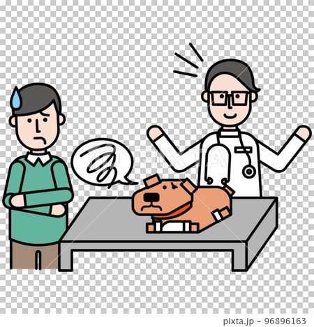 Pet dog and owner who came to the animal hospital for medical examination due to poor physical condition Pet dog and owner who came to the animal hospital for medical examination due to poor physical condition 96896163