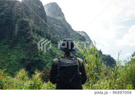 Green mountain and fog in nature 96897006