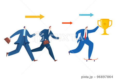 Group of businessman colleague rivalry, teamwork success business leader boss hold golden cup flat vector illustration, isolated on white. Group of businessman colleague rivalry, teamwork success business leader boss hold golden cup flat vector illustration, isolated on white. 96897864