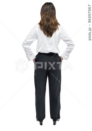 Rear view of Asian businesswoman standing 96897867