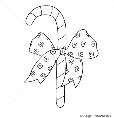 Merry Christmas ,Christmas Candy canes  isolated coloring page for kids 96898463