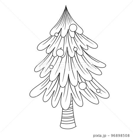Merry Christmas ,Hand drawn Christmas Pine isolated coloring page for kids Merry Christmas ,Hand drawn Christmas Pine isolated coloring page for kids 96898508