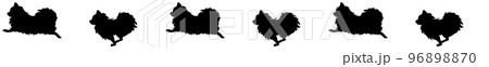 走る犬（ポメラニアン）のシルエットエンドレスライン 96898870