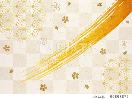 金箔筆桜模様_和紙背景-横1511 96898875