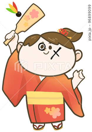 着物で羽根つきをする人 96899099
