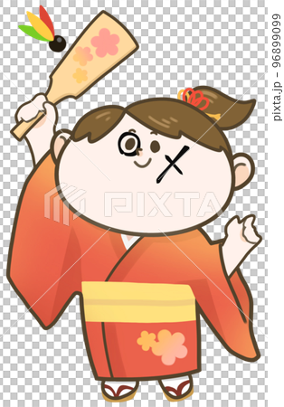 着物で羽根つきをする人 96899099