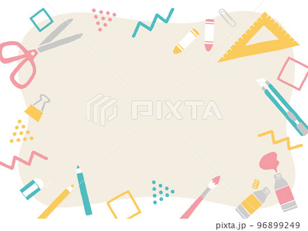 文房具のイラストのフレーム 96899249