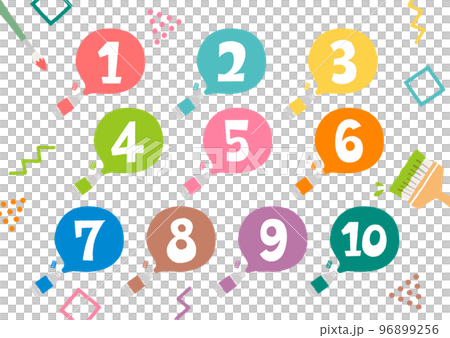 絵の具のイラストのフレームと手描きの数字 96899256