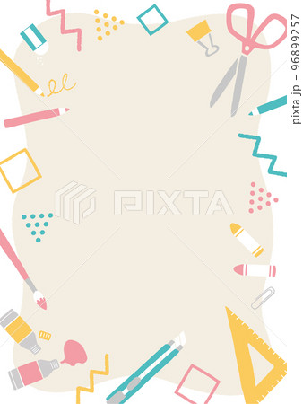 文房具のイラストのフレーム 96899257