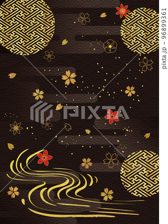 金箔和柄_黒背景-縦1505 金箔和柄_黒背景-縦1505 96899361