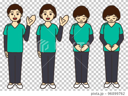 一名身穿磨砂膏的女醫務人員全身插圖集 96899762