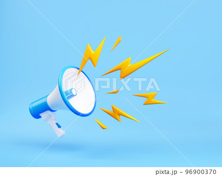 3d render megaphone or loudspeaker with flashes 3d render megaphone or loudspeaker with flashes 96900370