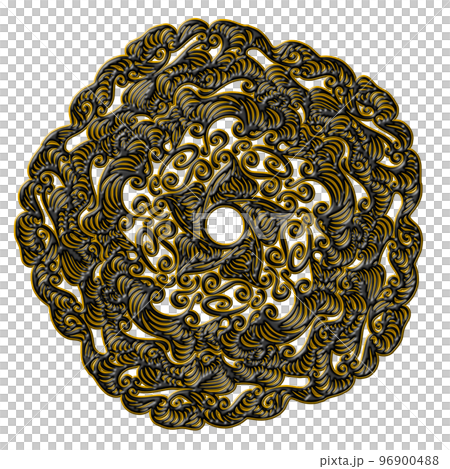 曼陀羅藝術(琺瑯風格,黑色,曲線) 曼陀羅藝術(琺瑯風格,黑色,曲線) 96900488
