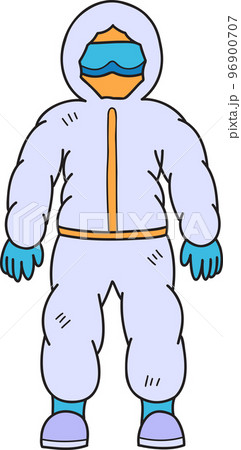 Hand Drawn protective PPE suit for doctor illustration 96900707