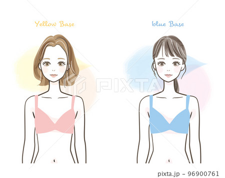 下着姿の女性のイラスト素材（上半身） 96900761