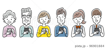 ベクターイラスト素材：スマホを使う人々、セット 96901664