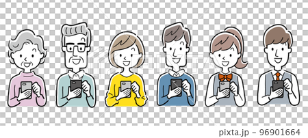 ベクターイラスト素材：スマホを使う人々、セット 96901664