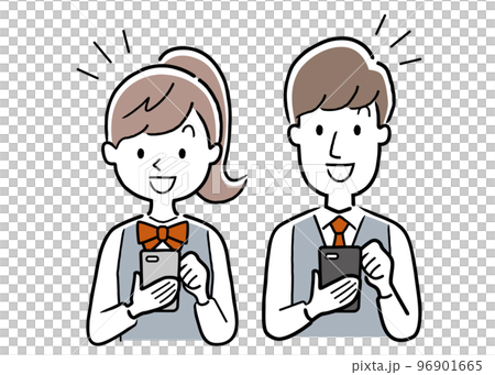 Vector illustration material: Male and female students using smartphones Vector illustration material: Male and female students using smartphones 96901665