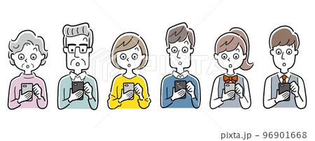 ベクターイラスト素材：スマホを使う人々、セット 96901668