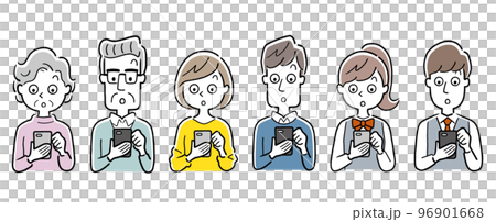 Vector illustration material: people using smartphones, set 96901668