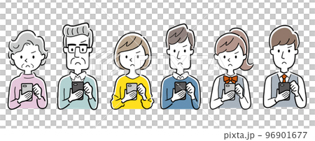ベクターイラスト素材：スマホを使う人々、セットのイラスト素材 [96901677] - PIXTA