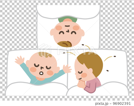 Illustration of a head louse outbreak parasitic on baby's hair 96902391