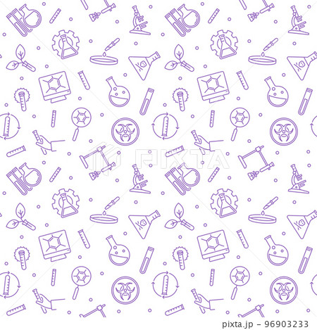 Vector Chemistry Science concept outline seamless pattern 96903233
