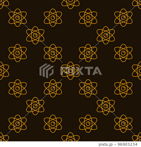 Yellow Atom Seamless Background vector Chemistry geometric line Pattern 96903234