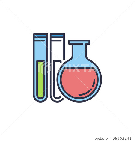 Chemical Round Flask with two Test Tubes vector concept colored icon 96903241