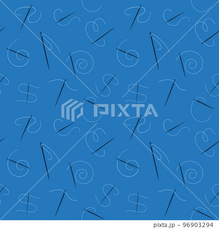 Needle with Thread blue seamless pattern....のイラスト素材 [96903294] - PIXTA